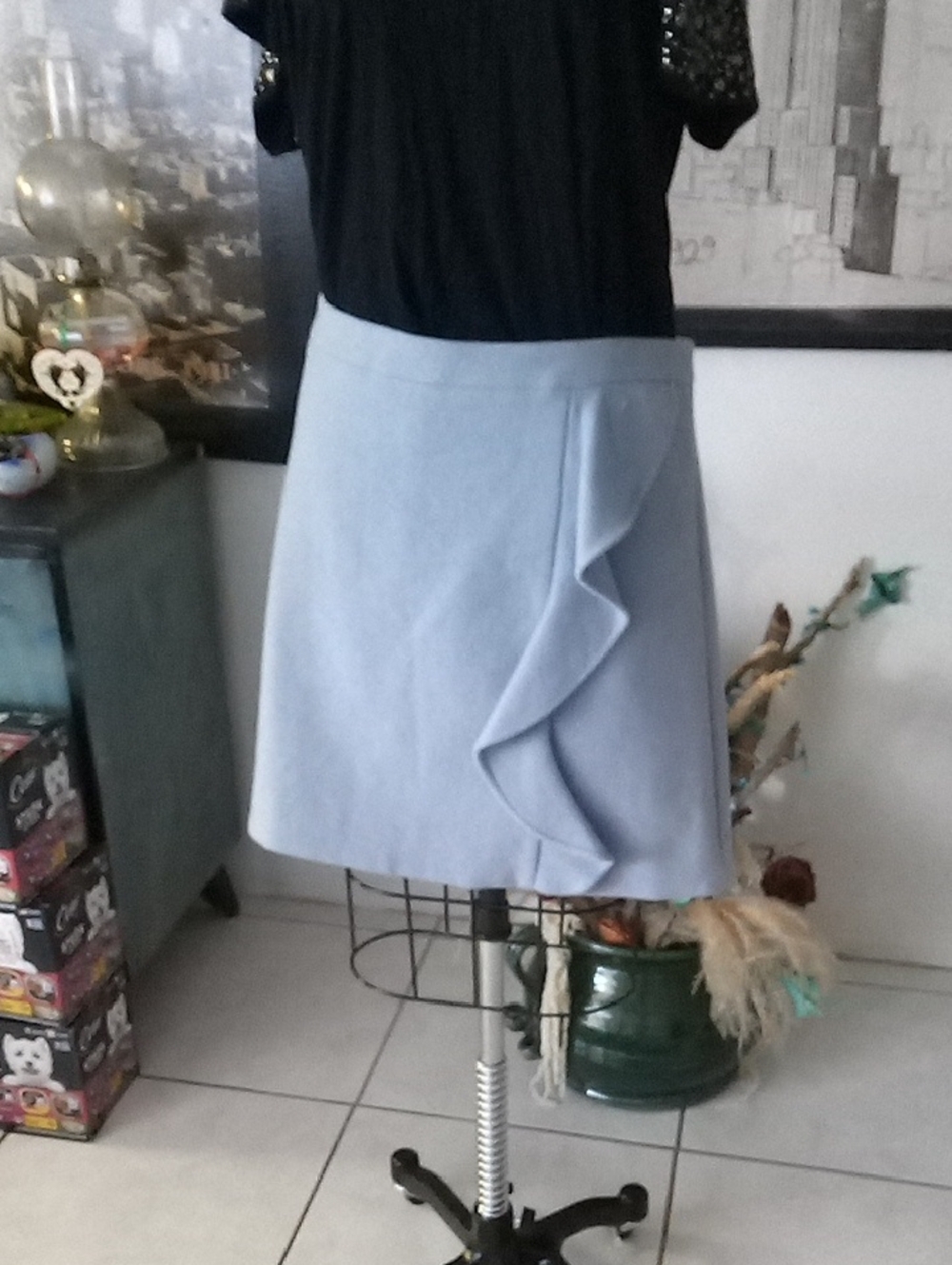 J. Crew Light Gray Mini Skirt with Ruffle